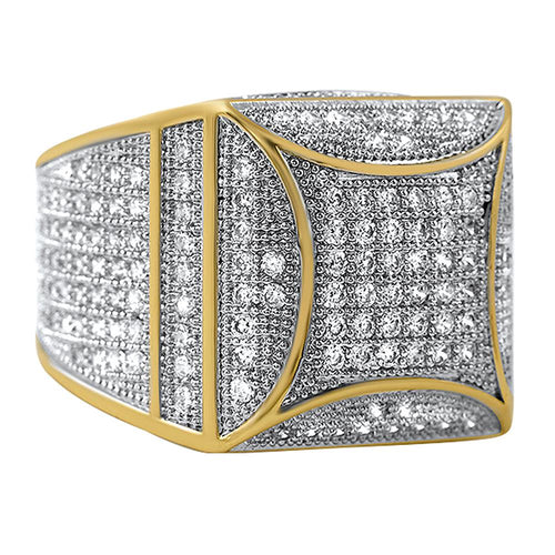 Kite Box Bling Bling Gold CZ Micro Pave Ring