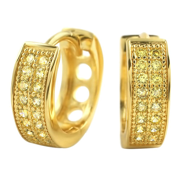 CZ Double Row Lemonade Hoop Micro Pave Earrings