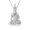 Sitting Buddha 3D Detailed Pendant Rhodium