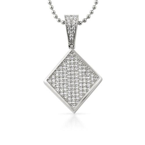 Poker Diamond CZ Rhodium Bling Bling Pendant