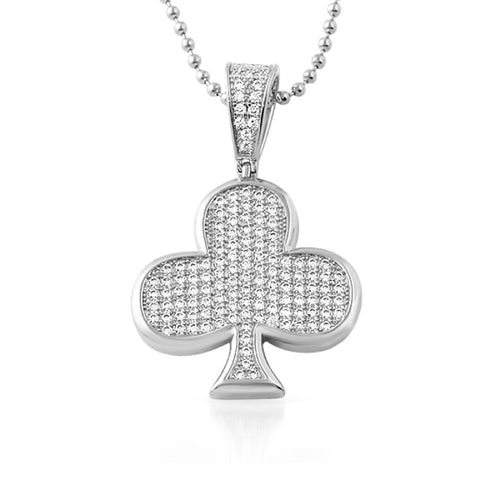 Poker Club CZ Rhodium Bling Bling Pendant