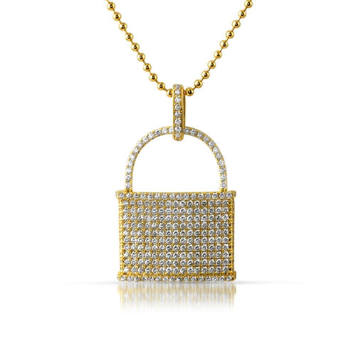 Pad Lock Micro Pave CZ Gold Pendant