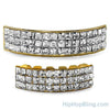 Princess Cut Bling Bling Gold Grillz Set