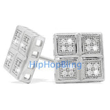 Quattro Box Ultra Micro Pave CZ Earrings .925 Sterling Silver