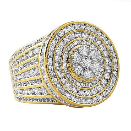 Jumbo Cluster Gold CZ Bling Bling Ring