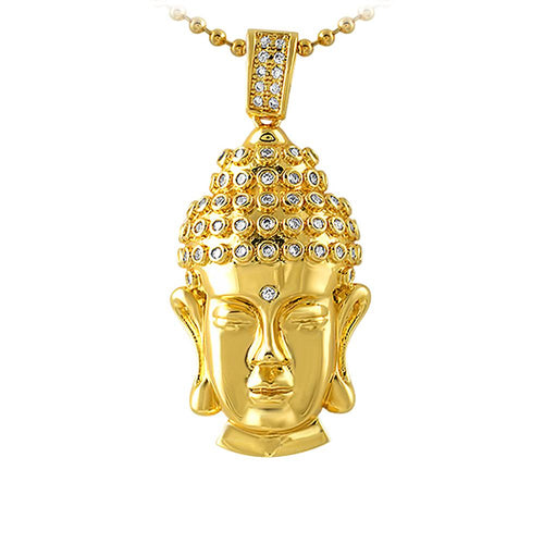 Clean Buddha Head CZ Gold Hip Hop Pendant