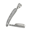 .925 Silver Rhodium Barber Razor CZ Bling Bling Pendant