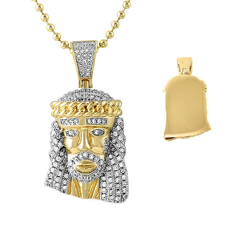 Gold Cuban Crown Micro jesus Pendant