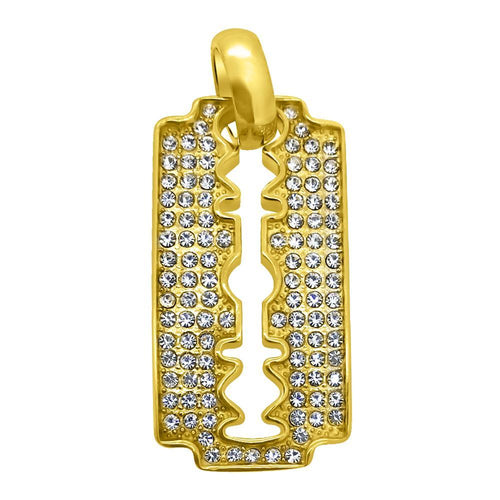 Gold Razor Blade Stainless Steel Pendant