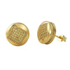 3D Square in Circle Lemonade CZ Bling Bling Earrings