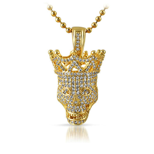 Full CZ Diamond 3D Skull Bling Bling Gold Pendant