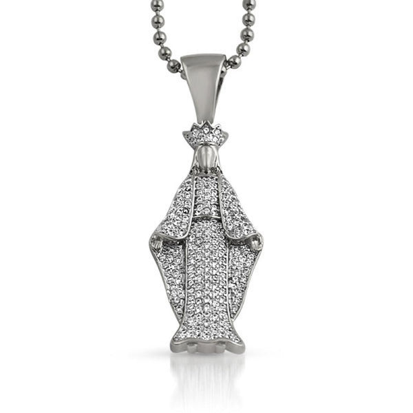 Crowned Angel Bling Bling CZ Pendant Rhodium