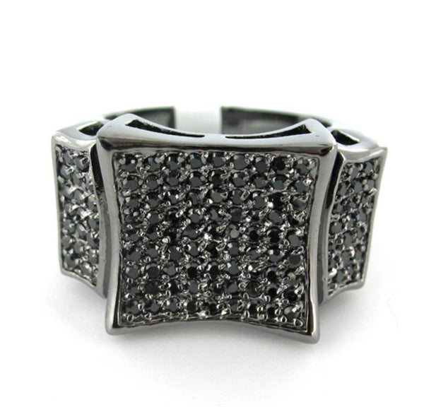 Kite CZ Black on Black Mens Ring