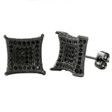 XL 3D Box Kite Black CZ Bling Bling Earrings