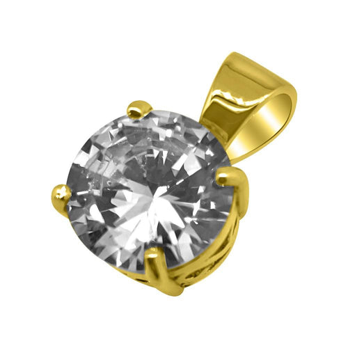 15MM CZ Solitaire Gold Bling Bling Pendant