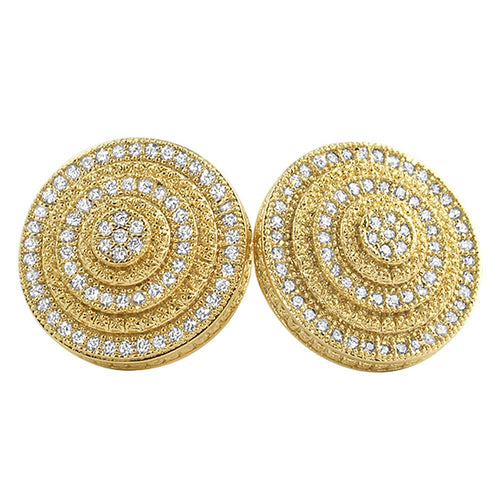 BullsEye Jumbo Bling Bling Earrings Gold CZ