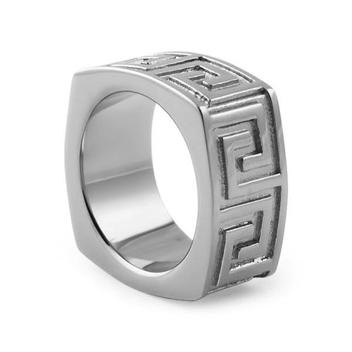 Greek Link Stainless Steel Ring