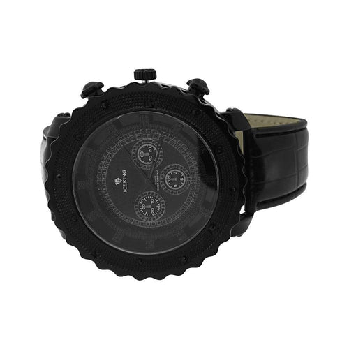 All Black Bling Hip Hop Watch Leather Band