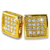 Deep Box Gold Vermeil CZ 32 Stones Bling Micro Pave Earrings .925 Silver