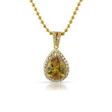 Yellow Pear Gem Gold .925 Silver Bling Pendant