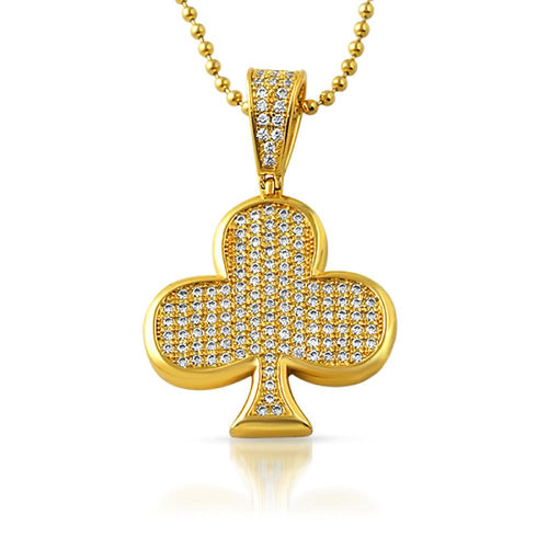 Poker Club CZ Gold Bling Bling Pendant