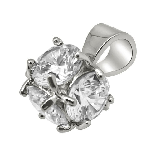 3D CZ Diamond Rhodium Bling Bling Solitaire Pendant