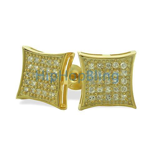 MED Kite Gold Vermeil CZ Micro Pave Earrings .925 Silver