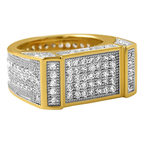 Gold Bar CZ Bling Bling Ring