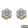 14K Yellow Gold 0.25 Carats Diamond Flower Earrings