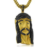 Gold .925 Silver Large Jesus Piece Black Stones