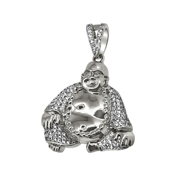 Rhodium Buddha CZ Bling Bling Pendant