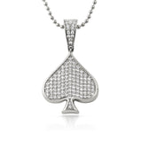 Poker Spade CZ Rhodium Bling Bling Pendant