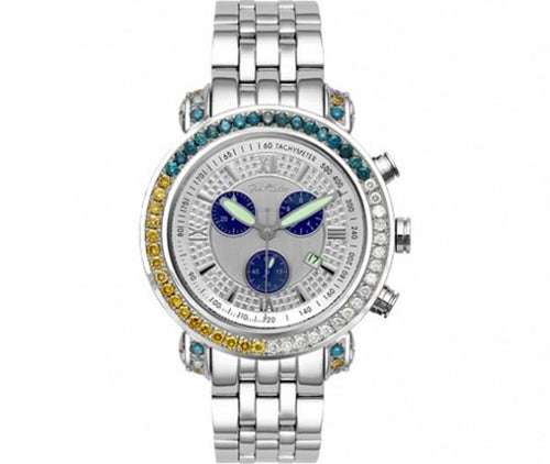 4.50ct Blue Yellow & White Diamond Bezel Joe Rodeo Watch