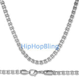 Box 6mm 36 Inch Rhodium Plated Quality Hip Hop Chain