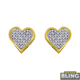 Ladies Heart .10 Carat Diamond Earrings Yellow .925