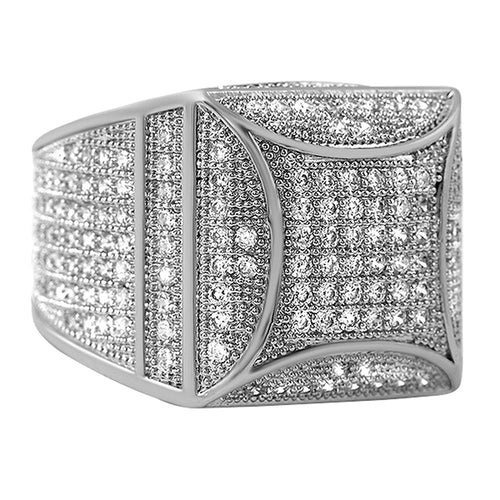 Kite Box Bling Bling Rhodium CZ Micro Pave Ring