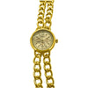 Womens Double Cuban Gold Fashion Watch