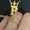 Prez Link Eternity Band Gold CZ Bling Bling Ring