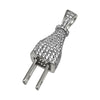 .925 Silver Plug 3D Mini CZ Rhodium Bling Bling Pendant