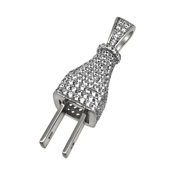 Plug 3D Mini CZ Rhodium Bling Bling Pendant