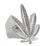 Marijuana Leaf Pot 420 Stoners Rhodium Ring