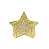 .925 Sterling Silver Super Star Gold CZ Bling Bling Ring