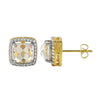 Rose Cut CZ Gold Halo Bling Bling Earrings