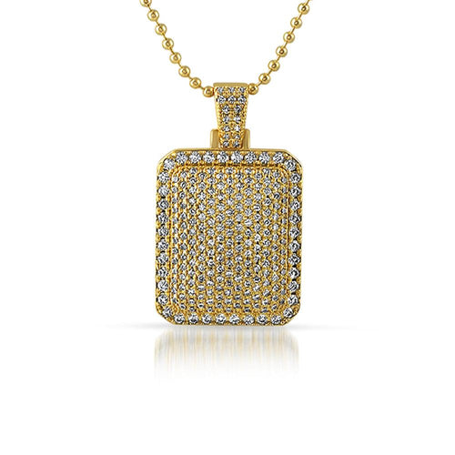 Bling Bling Mini Gold Dog Tag CZ Pendant