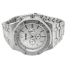 Silver Brushed Chrono Octagon Bezel Watch