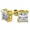 8mm Princess Cut 5A Signity CZ Gold Vermeil Solitaire Earrings