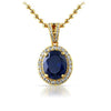 .925 Silver Gold Oval Blue Gem Pendant