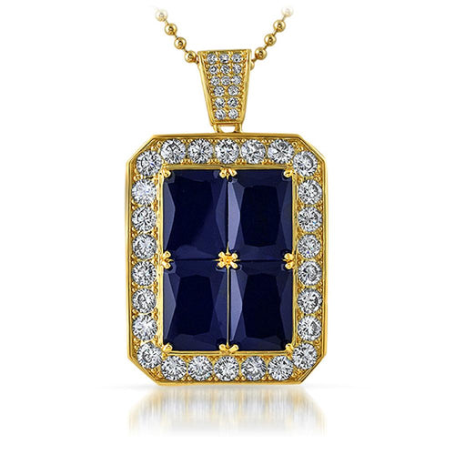 Quad Lab Sapphire Blue Bling Bling Pendant