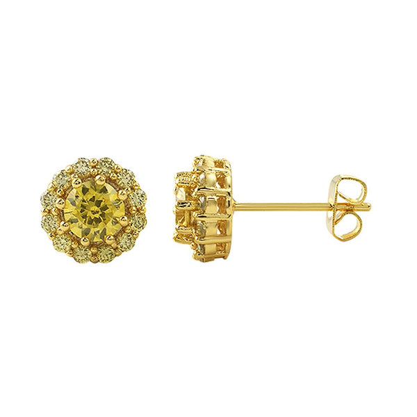 Canary Lemonade CZ Flower Iced Out Earrings