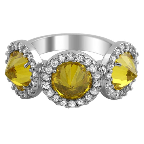 Fashion Reverse CZ Canary Diamond Pave Ladies Ring